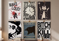 The Edgy Grunge & Retro Vibes Wall Art Set (6-Pack) | Frameless A4 Prints