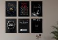 Entrepreneur Mindset & Dark Aesthetic PVC Wall Art Set (6-Pack) | Frameless A4 Rigid Boards