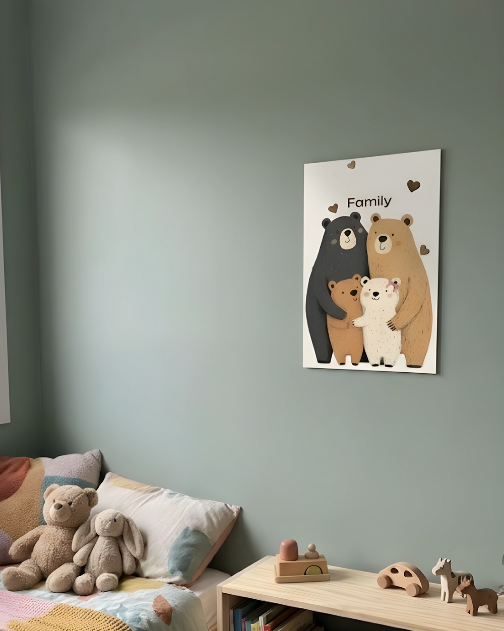 Bear Family A3 Wall Art – Premium 5mm Frameless PVC Print